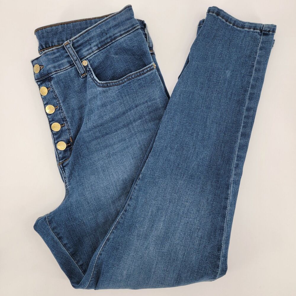 Crown & Ivy Womens High-Rise Skinny Ankle Med Blue Wash Button-fly Jeans 16
